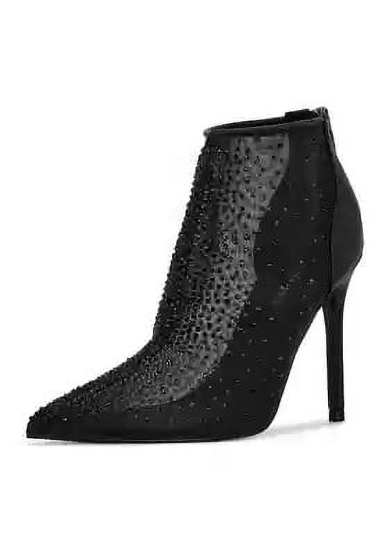 Nine West For Now P2 Black Mesh Pointed Toe Formal Pump Bootie Ankle Boots (Black Mesh, 6.5)